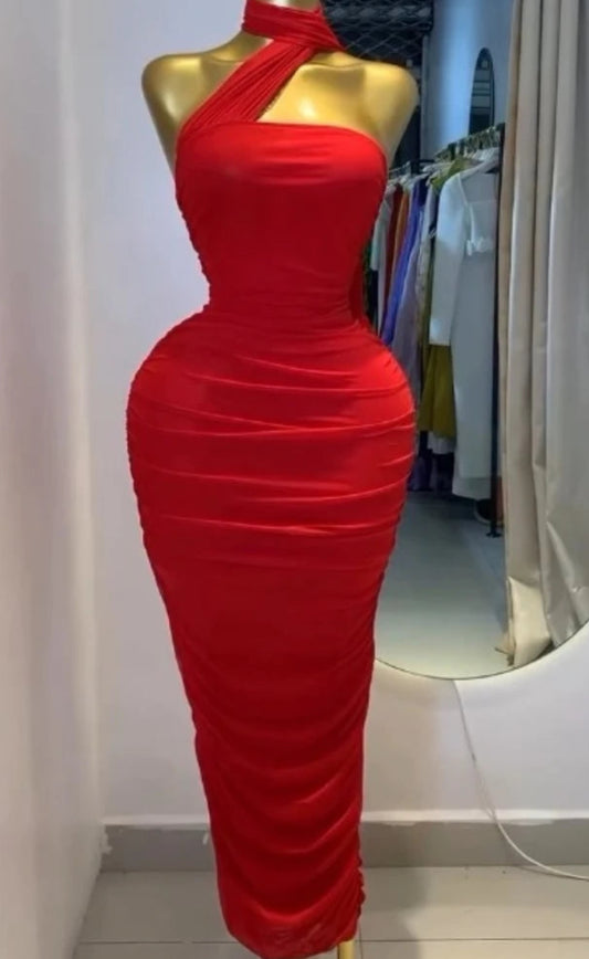 Sleeveless Stacked Ruched Bodycon Dress | Sexy Scarf Collar Spaghetti Strap Mini Dress | Elastic Polyester Blend Empire Waist Pencil Dress | Autumn/Winter Street Parties Clubwear Luxegan