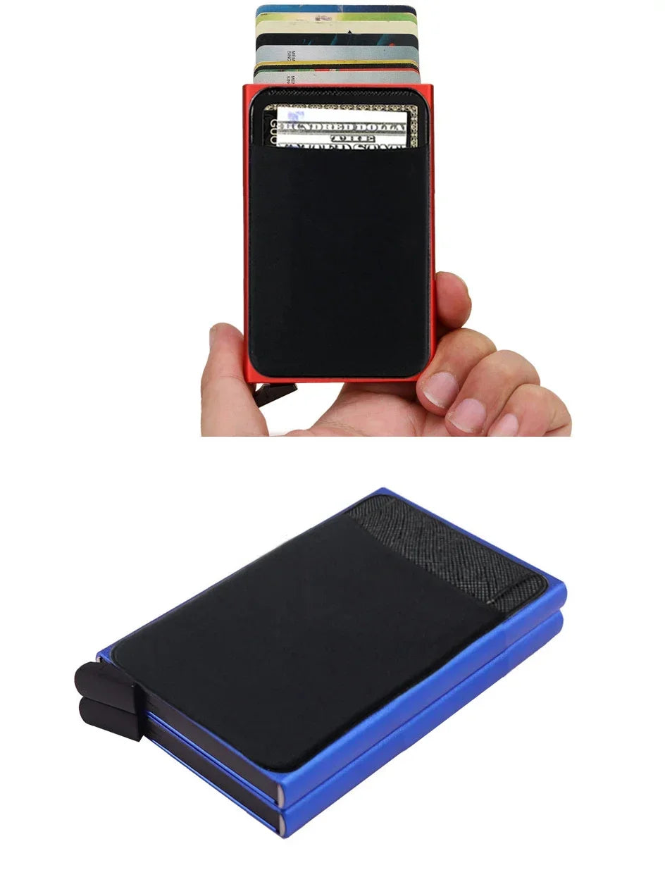 Automatic Pop Up Wallet Aluminum Double Card Case RFID Credit Card Holder Minimalist Metal Wallet Hold 12 Cards Wallet for Men