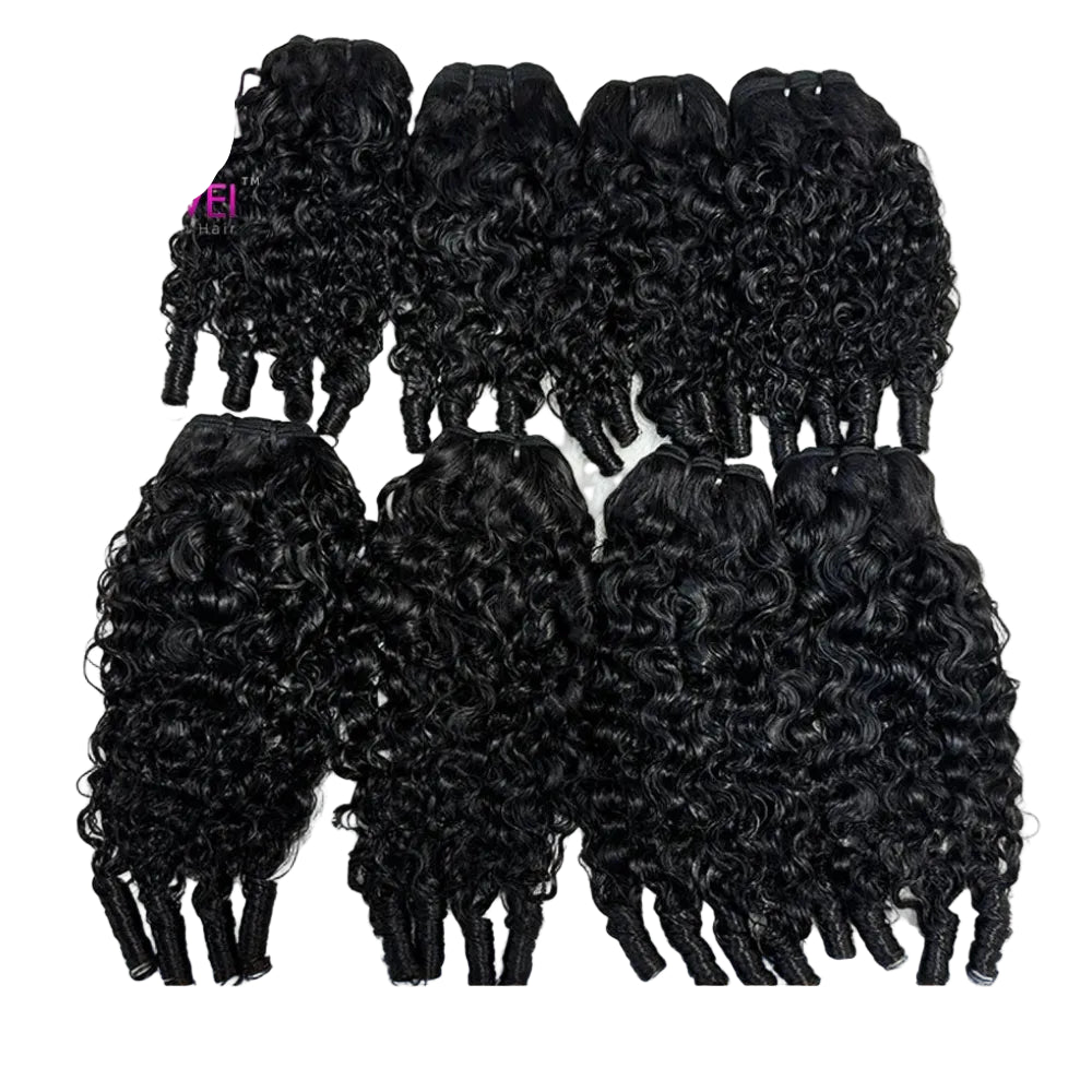 12A Premium Pixie Curls Human Hair Bundles - 100% Brazilian Remy Raw Virgin Hair Weave Deals - Machine Double Weft Curly Hair Extensions for Women (1/3/4 Pieces Pack, All Colors Dyeable) Luxegan