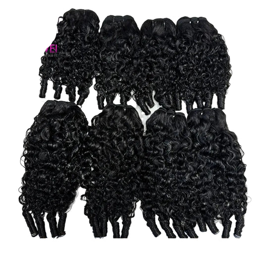 12A Premium Pixie Curls Human Hair Bundles - 100% Brazilian Remy Raw Virgin Hair Weave Deals - Machine Double Weft Curly Hair Extensions for Women (1/3/4 Pieces Pack, All Colors Dyeable) Luxegan