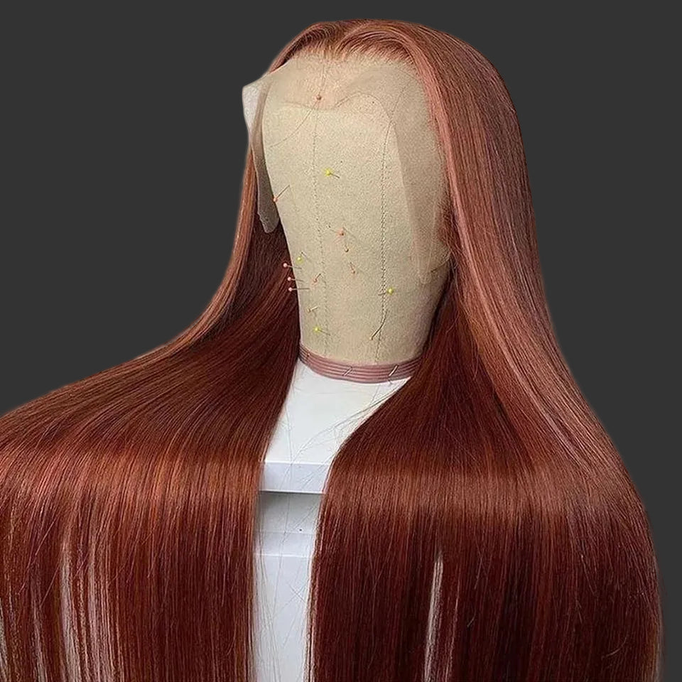 Chocolate Brown HD Lace Frontal Wig | 5x5 Transparent HD Lace Closure Straight Wig | 100% Brazilian Remy Human Hair Bone Straight Colored Wig for Women Luxegan