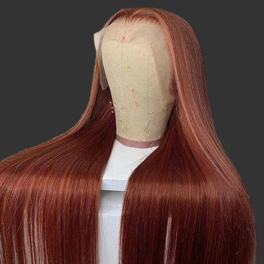 Chocolate Brown HD Lace Frontal Wig | 5x5 Transparent HD Lace Closure Straight Wig | 100% Brazilian Remy Human Hair Bone Straight Colored Wig for Women Luxegan