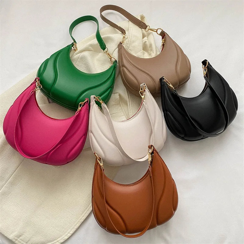 Y2K Retro Leather Hobo Bag | Soft Solid Color Shoulder & Crossbody Luxegan
