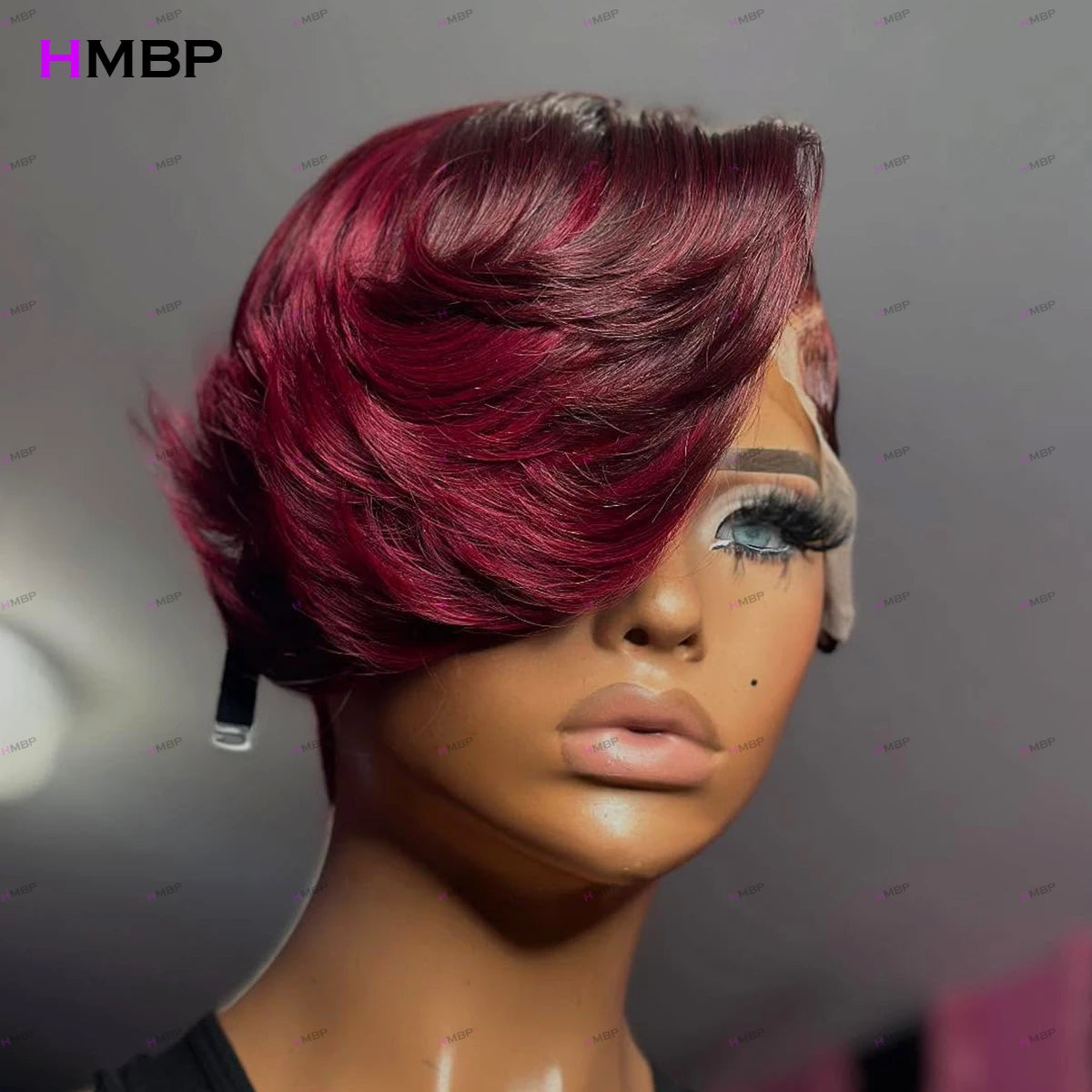 Pelucas Super Doble Capa Bob Corto Color 99J Peluca Frontal de Encaje HD 5x5/13x6 Pelucas Sin Pegamento Cabello Humano Peluca de Cierre Cabello Pre-arrancado