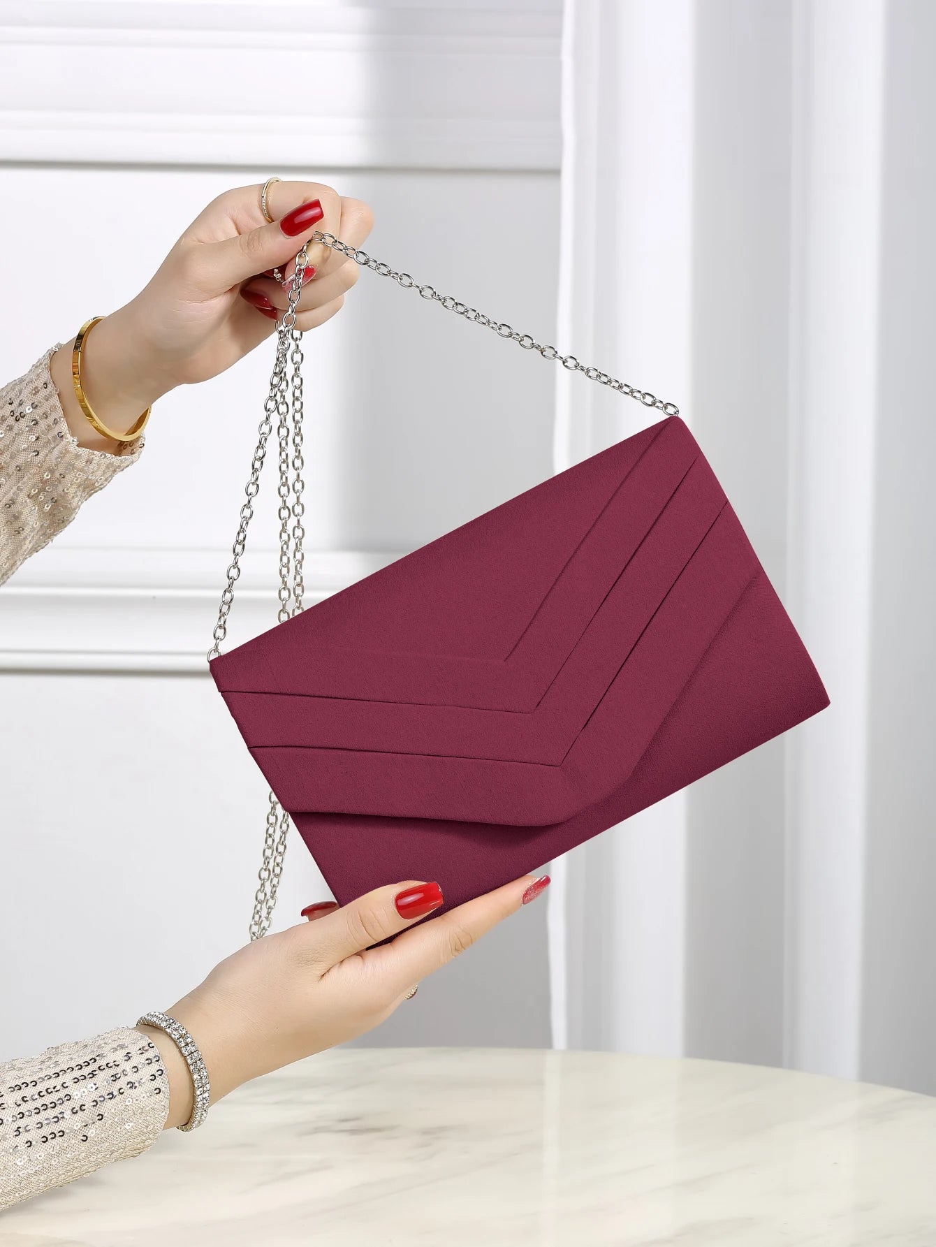 Luxury Evening Bag | Elegant & Quiet Luxurious Metal Trimmed Velvet Bag Luxegan
