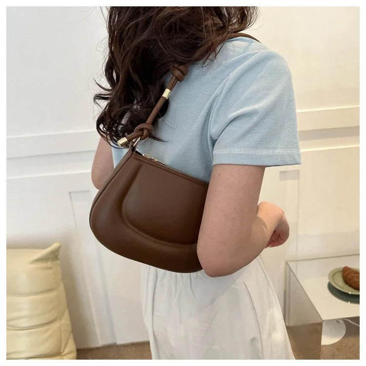 Soft PU Leather Ladies Crossbody Bag | Women's Purple Underarm Bag & Retro Solid Color Handbag (Fashion Design Girl Small Shoulder Bag) Luxegan