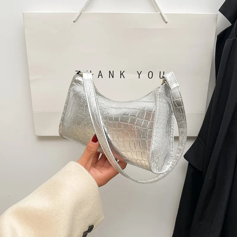 Solid Color PU Leather Women's Underarm Bag | New Luxury Designer Female Casual Shoulder Bag (Tote Clutch Purse & Banquet Handbag) Luxegan