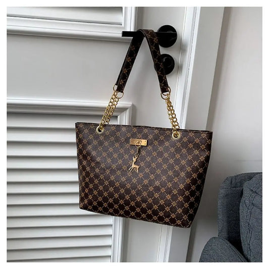 Women’s Luxury Design Milk Cotton Tote Bag | High-Capacity Hand-Printed Shopping Bag | Trendy New Bucket Purse with Ultra-Soft Cashmere Lining Luxegan