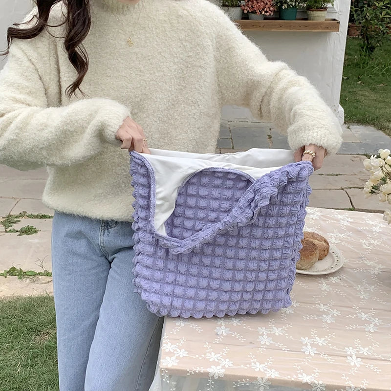 Soft Pleated Cloud Tote | Candy Color Large Capacity Shoulder Bag