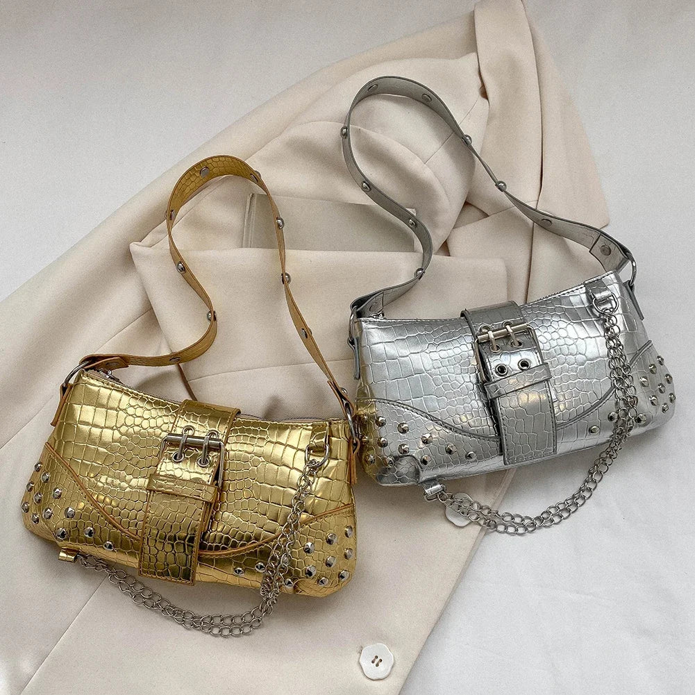 Fashion Women's Shoulder Bag | Y2K Armpit Bag & Luxury Design Pleated Underarm Bag (Solid Color Messenger Purse Hobos Handbags) Luxegan