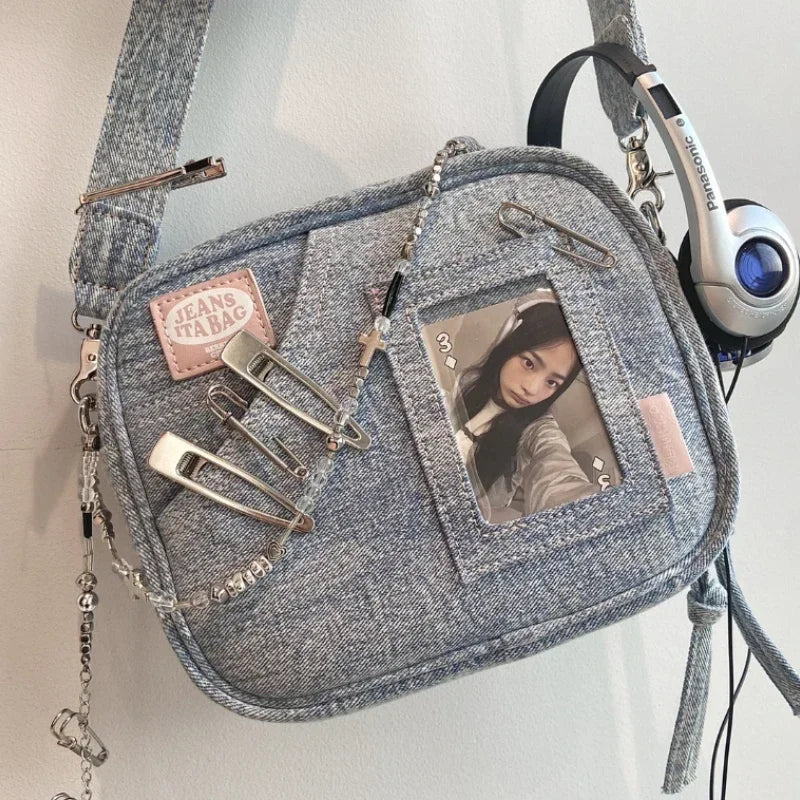 Y2K Vintage Denim Bag | Soft Square Handbag & Messenger Luxegan