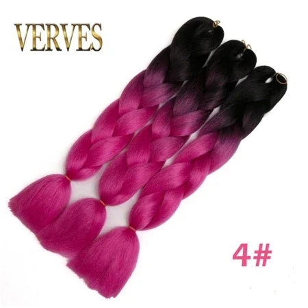 Synthetic Jumbo Braid Kanekalon Braiding Hair 24in | Ombre & Solid Colors | 100g