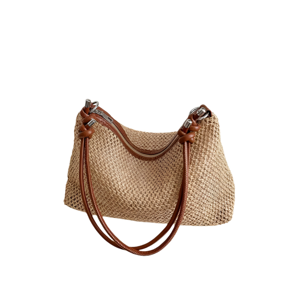 Handmade Braid Straw Bag | Large Capacity Summer Beach Shoulder Bag & Women Girls Fashion Handbag (Rattan Woven Tote for Ladies) Luxegan