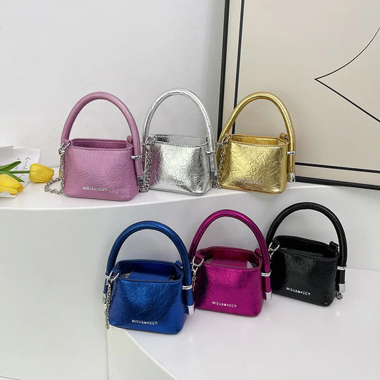 Luxury Women's Summer Mini Square Bag | Fashion HARD PU Leather Shoulder Crossbody Purse with Chain Detail Luxegan