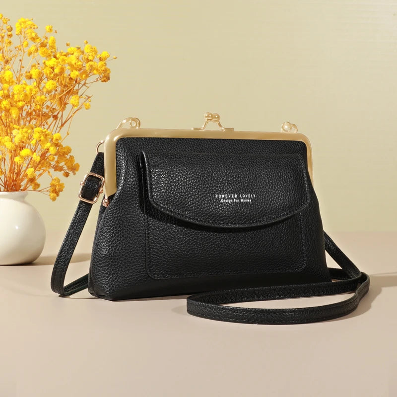 Elegant PU Leather Box Clutch | Party Bag with Criss-Cross and Sequin Detail Luxegan