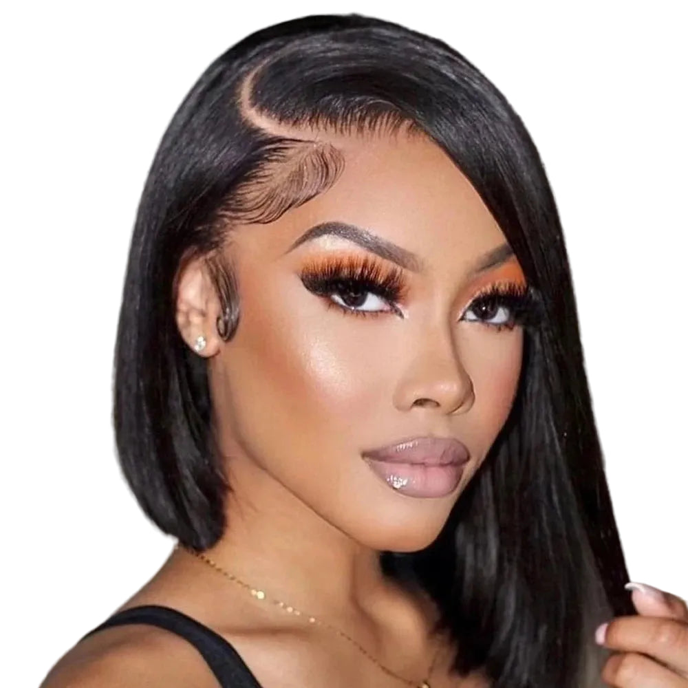 Straight Human Hair Short Bob Wig - 13x4 & 13x5x2 Transparent Lace Frontal Wig - Glueless - view 4