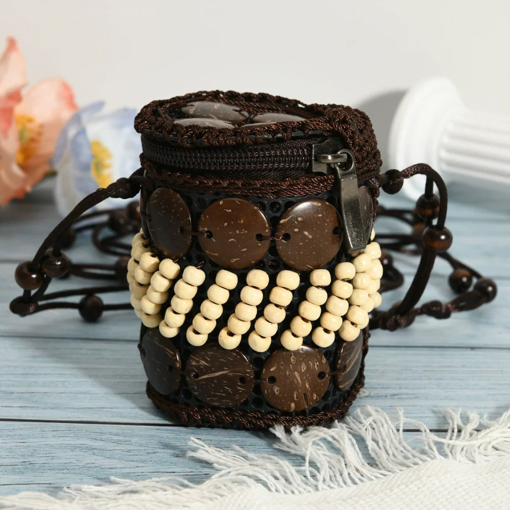 Soft TPU Ethnic Style Tote Bag | Large Capacity Handmade Weave Coconut Shell Bag Luxegan