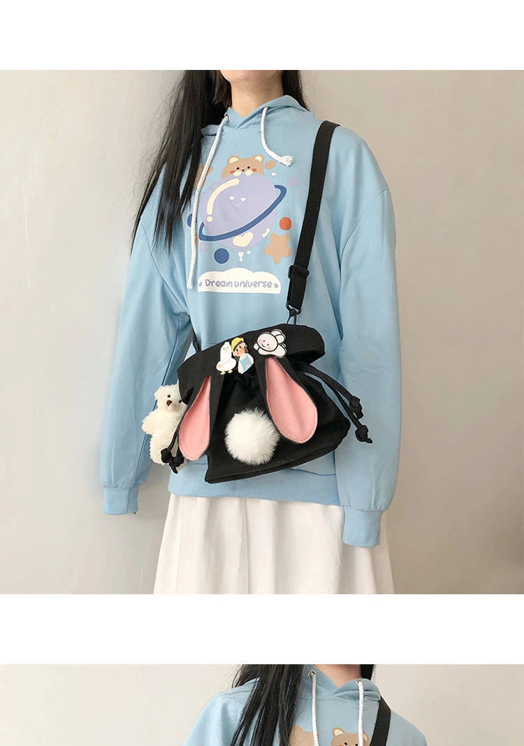 Canvas Cute Rabbit Messenger Bag | Korean Crossbody & Shoulder Bag Luxegan