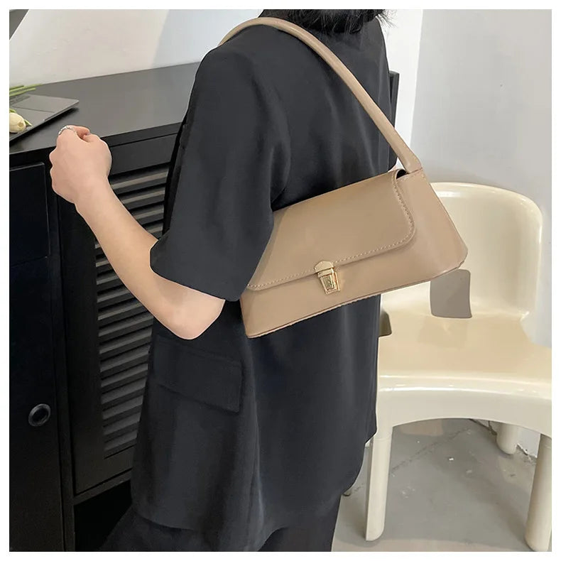 Women's Shoulder Bag Handbag | Retro Underarm Bag & Fashion Simple Solid Color New Hand Shoulder Bag Luxegan