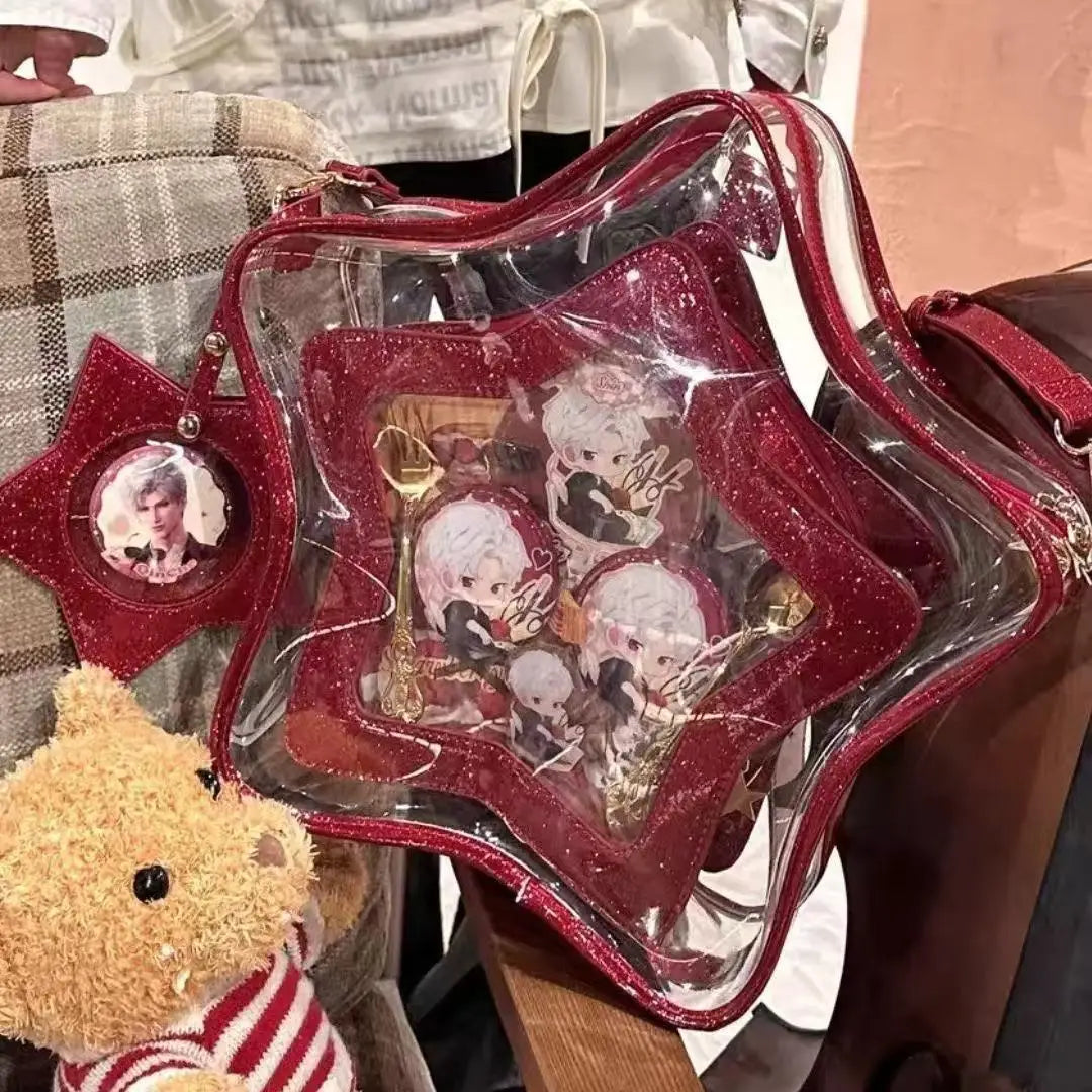 Star Red Crossbody Bags Ita Bag | Women Japanese Transparent Mini Backpacks | Ladies Sweet Cute Mochila Aesthetic Luxegan