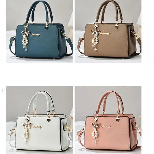 New Women’s Fashion Shoulder Bag | Portable PU Leather Bucket Handbag | Ladies' Messenger Crossbody Bag with Flap Pocket | Soft Square Designer Tote with Multi-Pocket Interior Luxegan