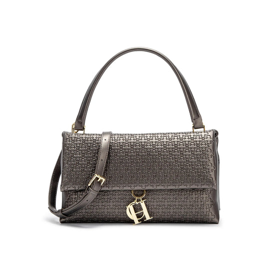 Unique Flower Embossed Box Bag | Soft Metal Accessory Shoulder Purse Luxegan