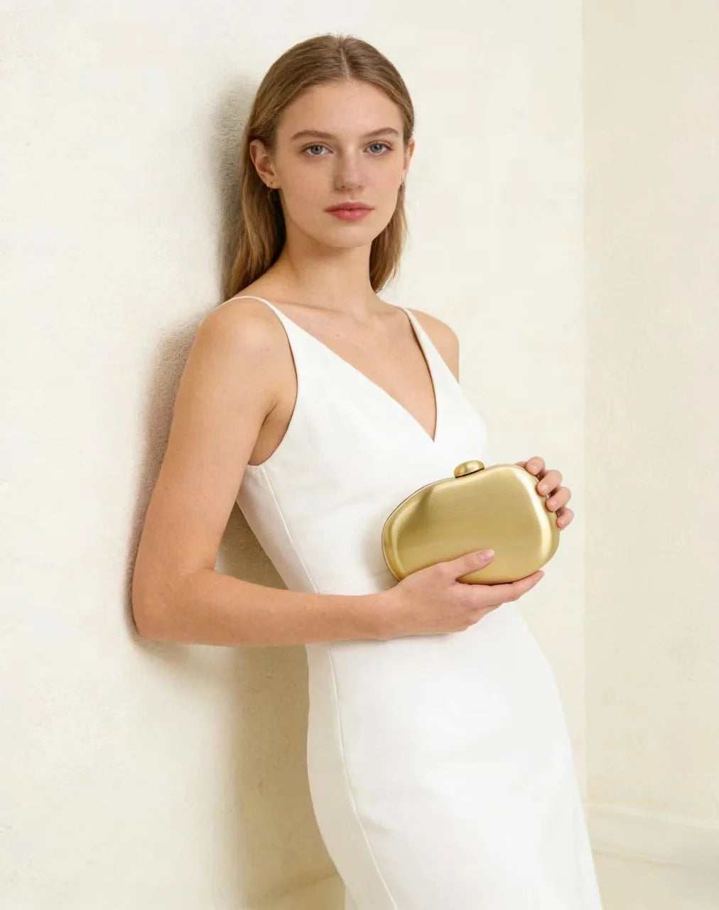 Designer Gold Mirror Shell Evening Clutch Bag | Luxury Metallic Hard-Case Small Purse for Women - view 2