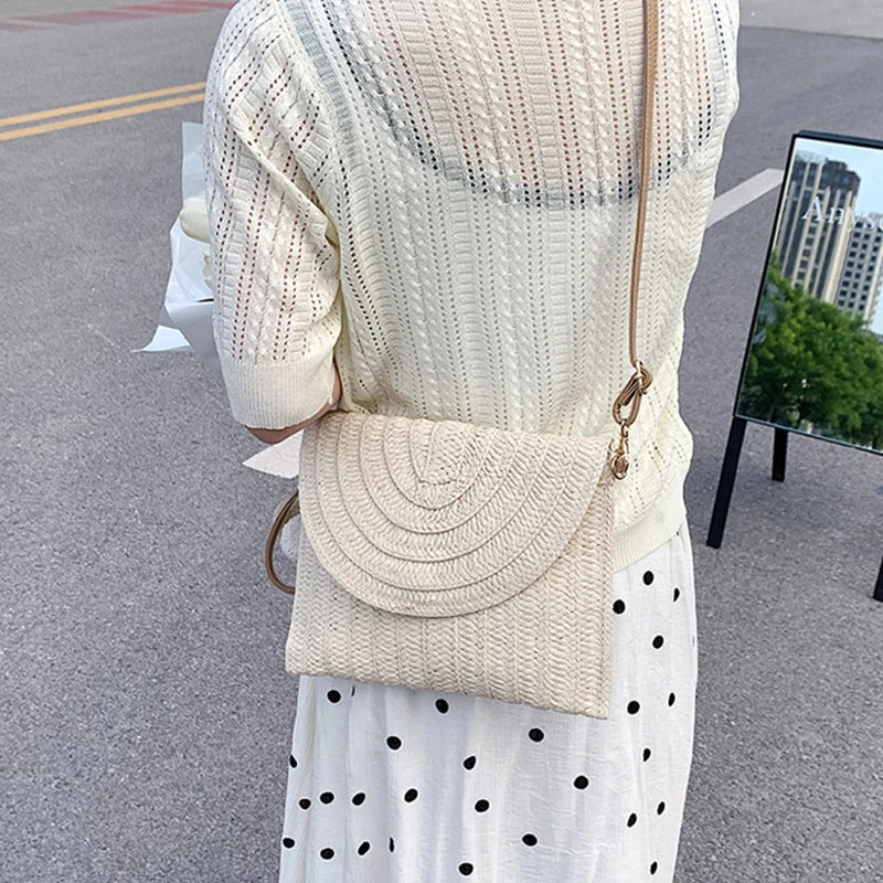 Summer Woven Braided Handbag | Handmade Envelope Shoulder Bag & Beach Tote Luxegan