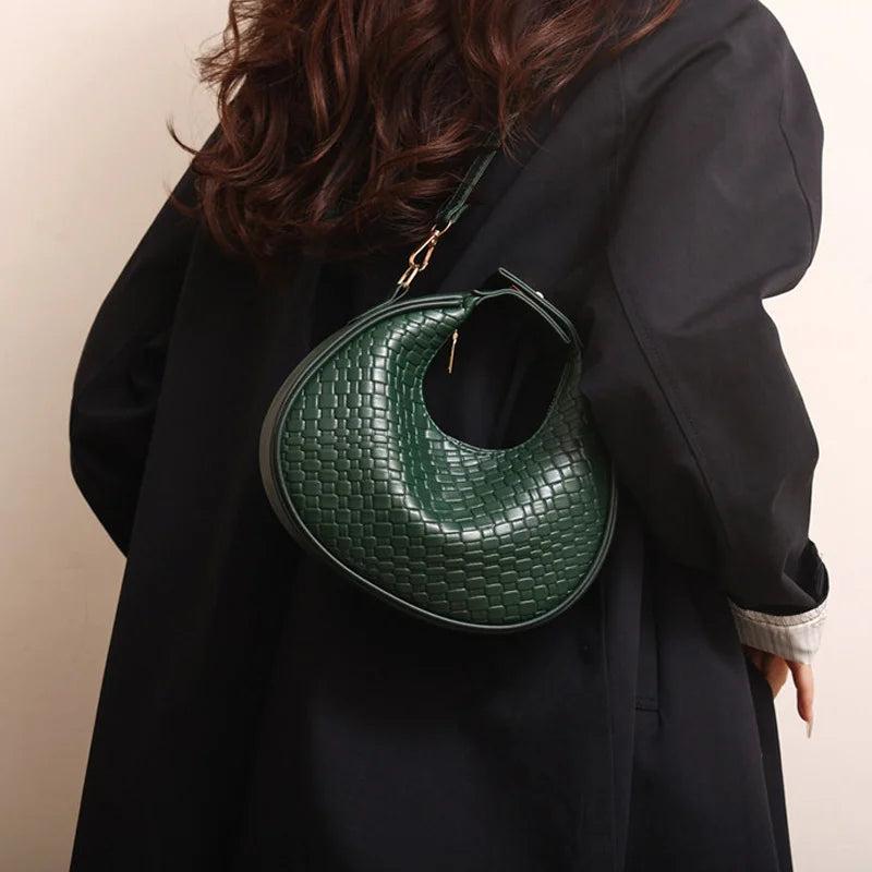 Fashion Solid Color Lattice Shoulder Bag | Sophisticated PU Leather Crossbody Bag | Elegant Ladies’ Small Trend Handbag | Luxury Designer Minimalist Flap Bag for Versatile Wear Luxegan