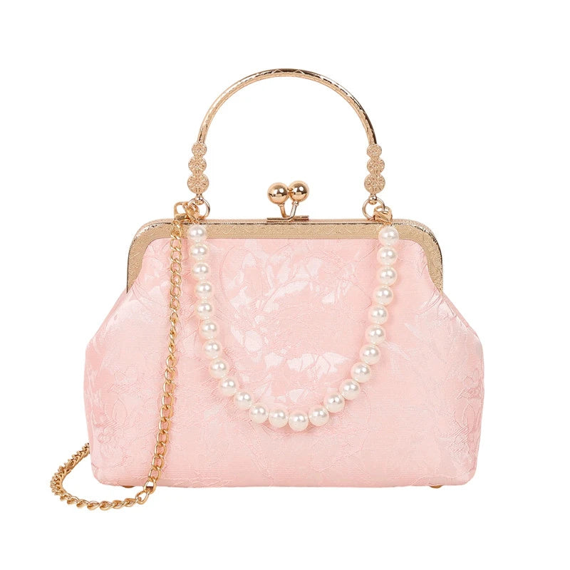 Vintage Classic Lace Bag | Pearl Evening Bags, Wedding Shell Lock Bags & Women's Handbags Luxegan