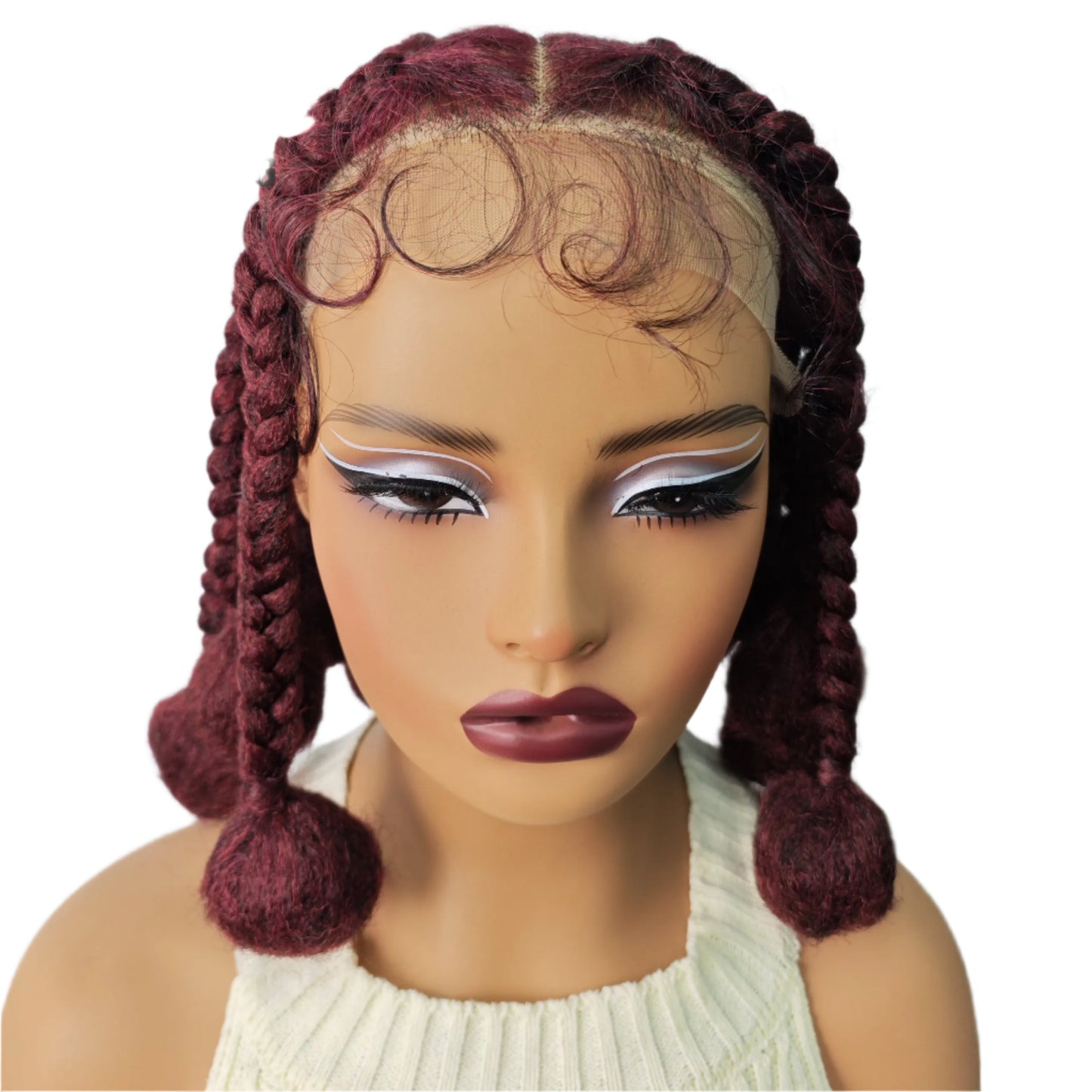 12" Ginger Orange Knotless Box Braiding Wig | Transparent Lace Front Synthetic Hair with Baby Hair Luxegan 