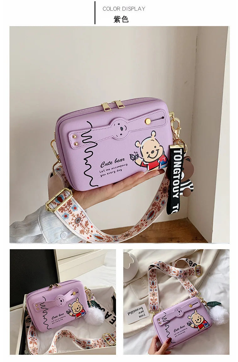 Disney Winnie the Pooh Shoulder Bag | Fashion Cartoon Print Crossbody Bag Luxegan