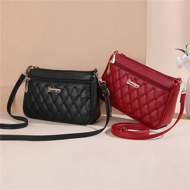 New Fashion Embroidery Thread Shoulder Bag | Sophisticated PU Leather Crossbody | Elegant Large-Capacity Small Purse | "Dignified" Soft Casual Tote for Versatile Daily Styling Luxegan