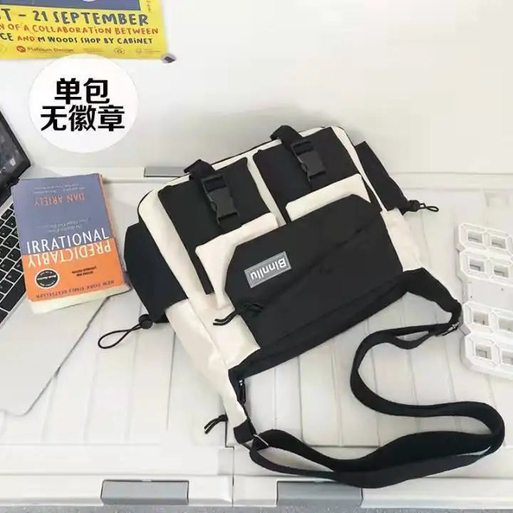 Japanese Simple Messenger Bag | Student Nylon Waterproof Canvas Handbag & Shoulder Crossbody Bag