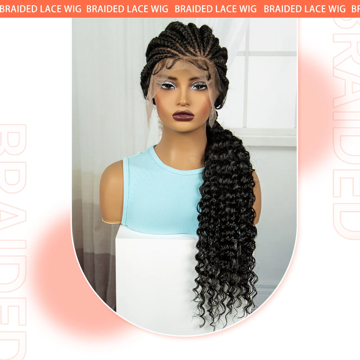 30 Inch Handmade Cornrow Knotless Box Braided Wig | Full Lace