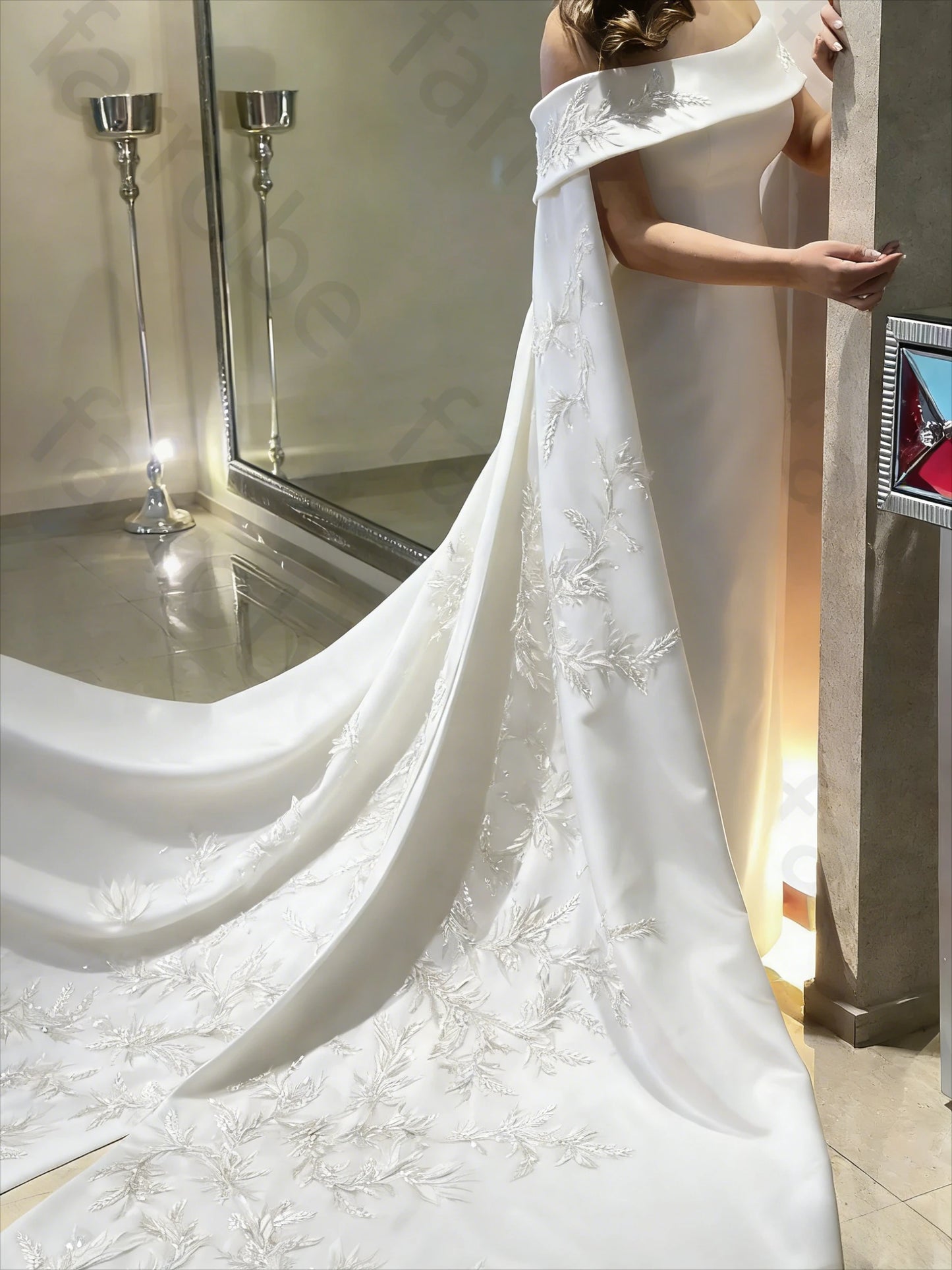Elegant Beaded Applique Long Wrap Prom Gown | Ankle-Length Sheath Evening Party Dress | Premium Floral Chiffon A-Line Special Occasion Dress | Model 1 Sleeveless Cap Sleeve Gown with Zipper Back Luxegan