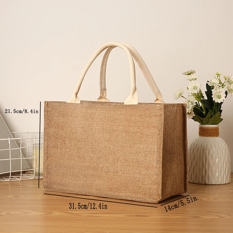 New Large Capacity Linen Tote Bag | Sophisticated Jute-Style Imitation Linen Shopping Bag | Elegant Versatile Travel Organizer | "Dignified" Minimalist Casual Handbag Luxegan