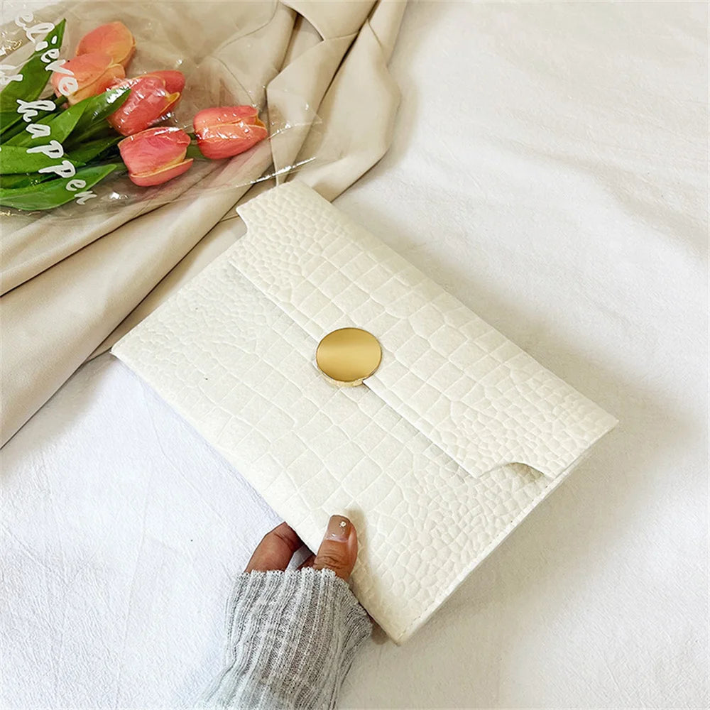 Casual Ladies Clutch Bag Handheld Envelope Handbag | Felt Crocodile Pattern Purse | Solid Color Business Women's Evening Clutches Luxegan