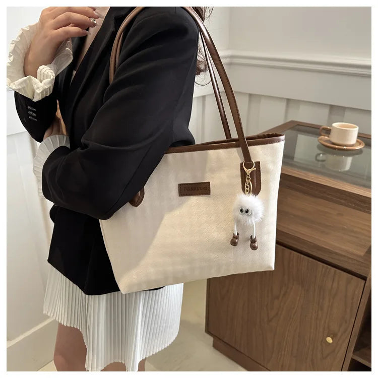 Retro Bag New Fashion Commuter Shoulder Bag | Large Capacity PU Leather Handbag (Casual Tote, Popular Gift, All Seasons)