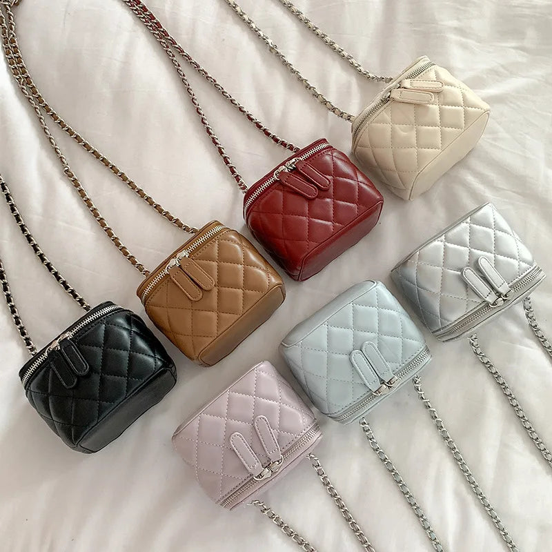 Mini Denim Crossbody Bags for Women | Lingge Chains Shoulder Bag & Fashion Brands Box Bag (Lipstick Coins Purses & Handbags) Luxegan