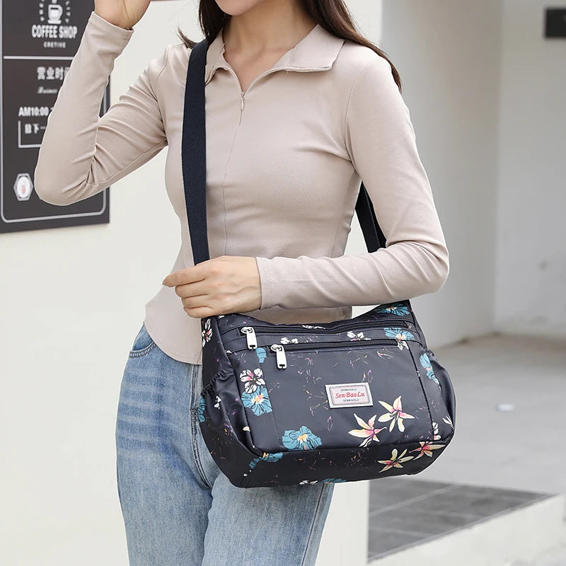 Fashion Floral Pattern Female Shoulder Bag | Pretty Style Girls Shopping Bag | Durable Fabric Women Crossbody Bag (SAC) Luxegan