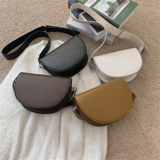 Genuine Retro Saddle Bag | Soft PU Leather Designer Crossbody Luxegan