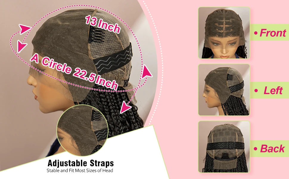 Synthetic Full Lace Bohemian Box Braided Wigs with Baby Hair Boho Box Braided Wigs Curly Hair Full Lace Front Wigs Luxegan
