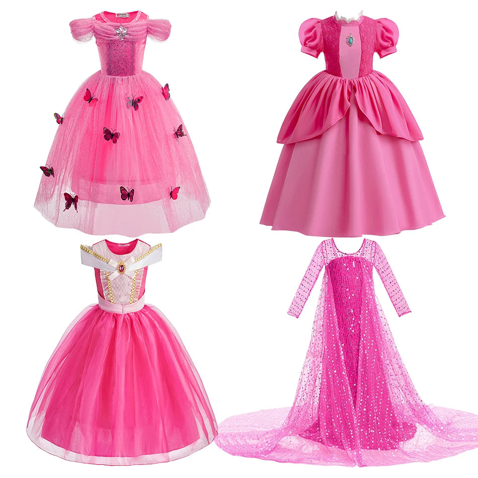 Little Girls Summer Cinderella Dance Sequin Clothing Kids Birthday Fancy Maxi Princess Style Cosplay Dress Long Sleeve Ball Gown