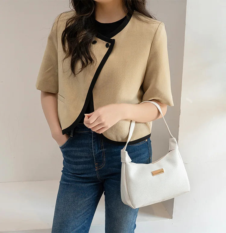 Luxury Lightweight PU Leather Crossbody | Small Solid Color Flap Bag Luxegan