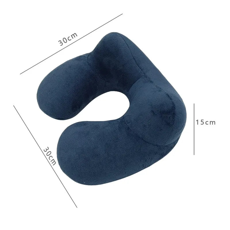 U-Shaped Inflatable Travel Pillow | Sophisticated "Press-to-Inflate" Silhouette | Elegant Portable Air-Filled Neck Support Cushion | "Dignified" High-Performance Travel Essential for Radiant Versatile Styling Luxegan