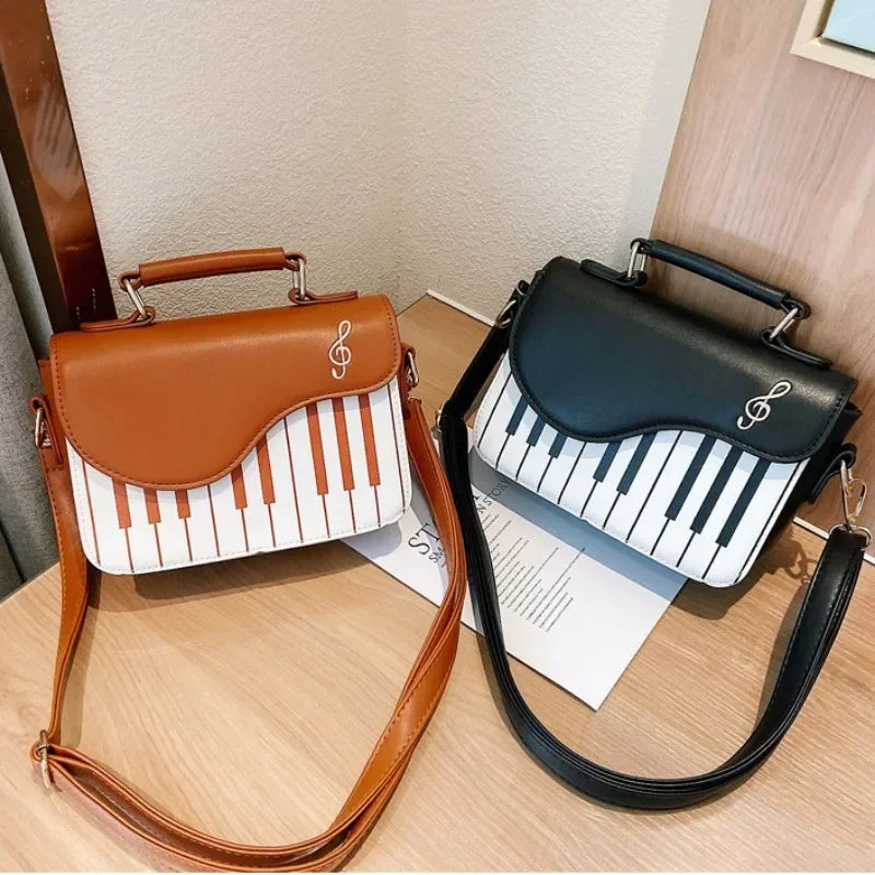 Korean Piano Design PU Leather Messenger Bag | Fashion Crossbody & Shoulder Handbag with Hasp Closure & Coin Purse Package