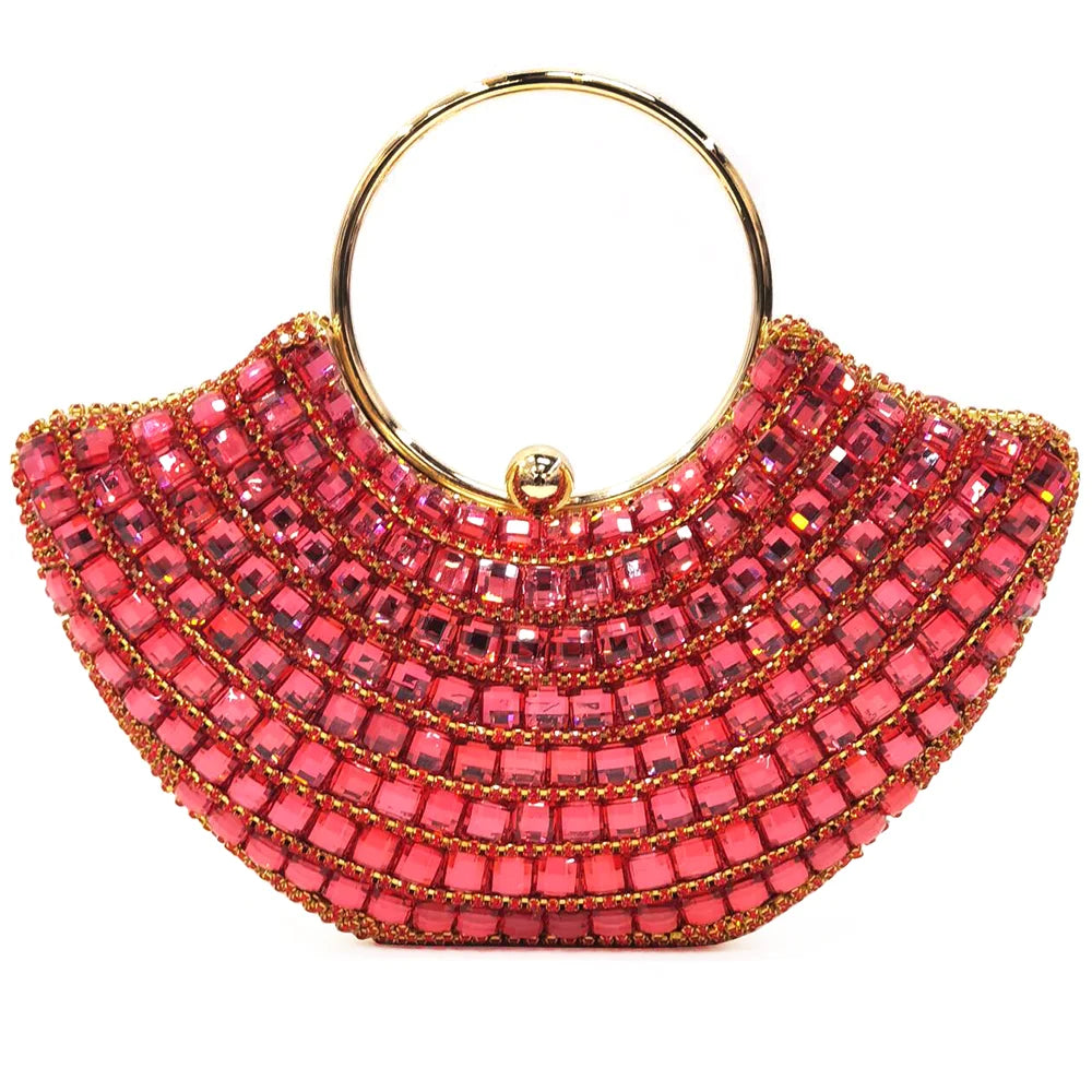 Women's Rhinestone Evening Clutch | Shoulder Chain & Full Diamond Design Handbag Luxegan