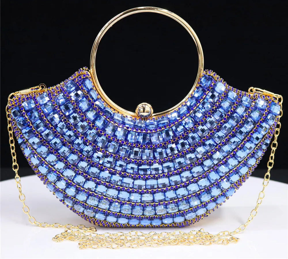 Women's Rhinestone Evening Clutch | Shoulder Chain & Full Diamond Design Handbag Luxegan
