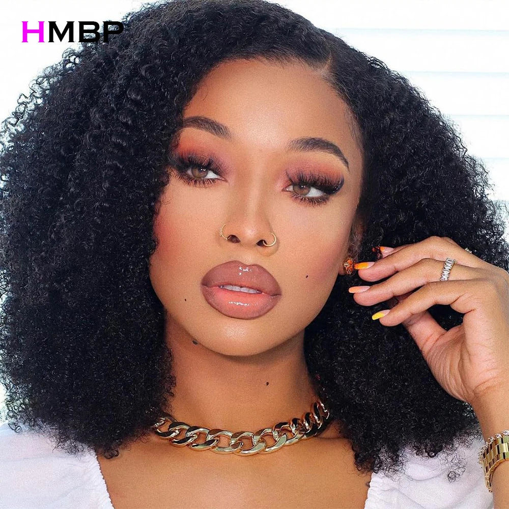 Peluca de cabello humano rizado afro rizado de 350% de densidad, sin pegamento, con encaje frontal HD de 13x6, cabello humano, encaje transparente, pelucas de cabello pre arrancado